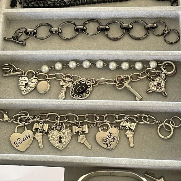 Heart 10 Bracelets silver, black super cute Guess, Make a Wish + - Picture 4 of 9